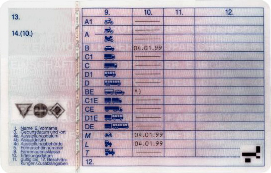 Muster Rückseite neuer EU-Führerschein
